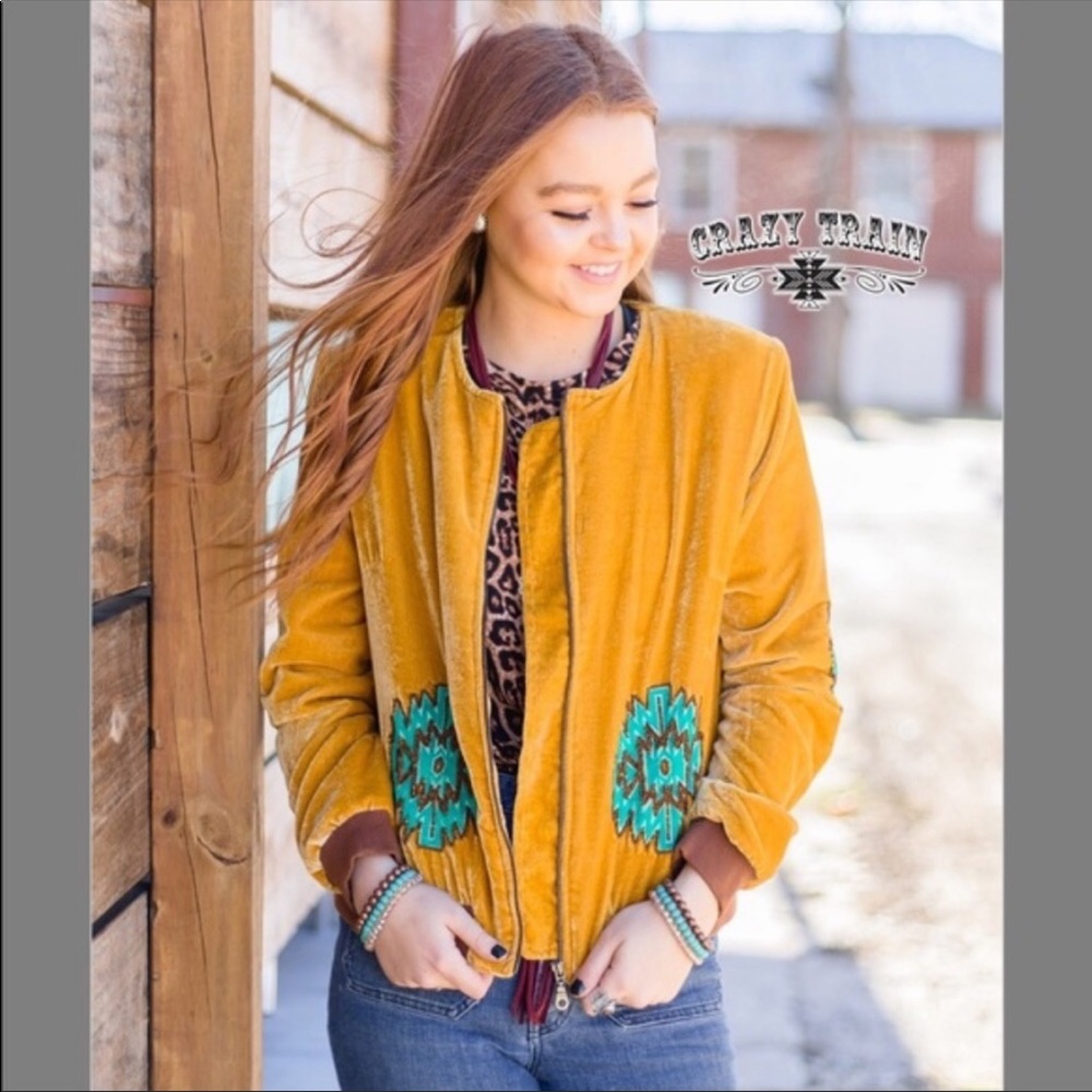 Crazy Train velvet bomber jacket. NWT